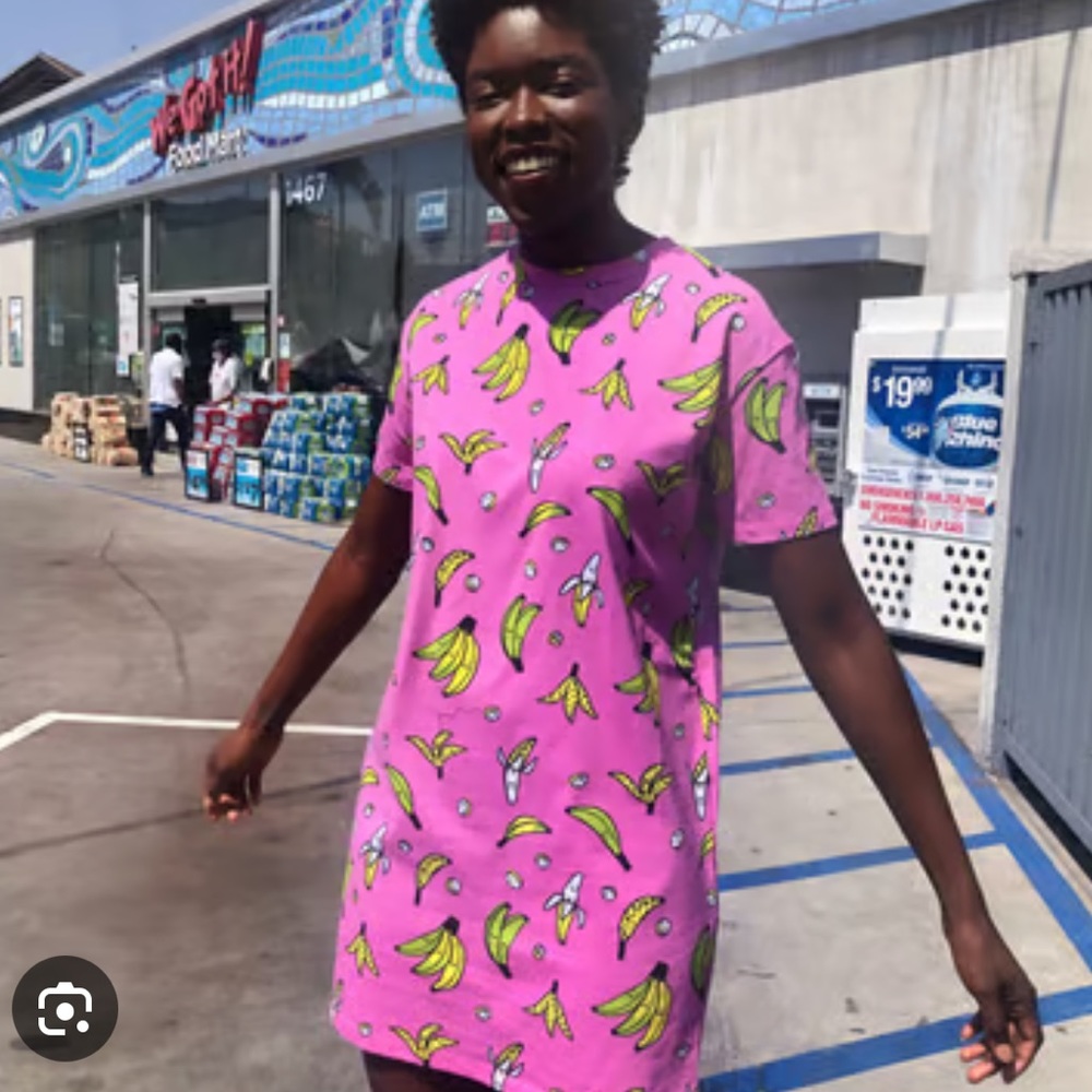 Nooworks bananas tee dress, small
